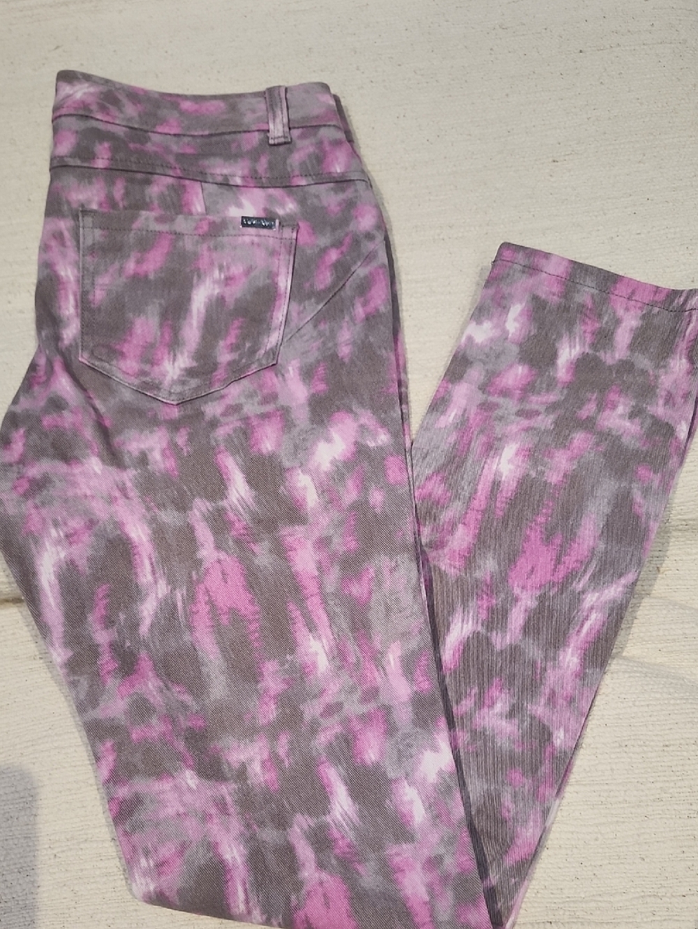 Calvin Klein Women's  Pink & Gray Stretch Pants Y2K